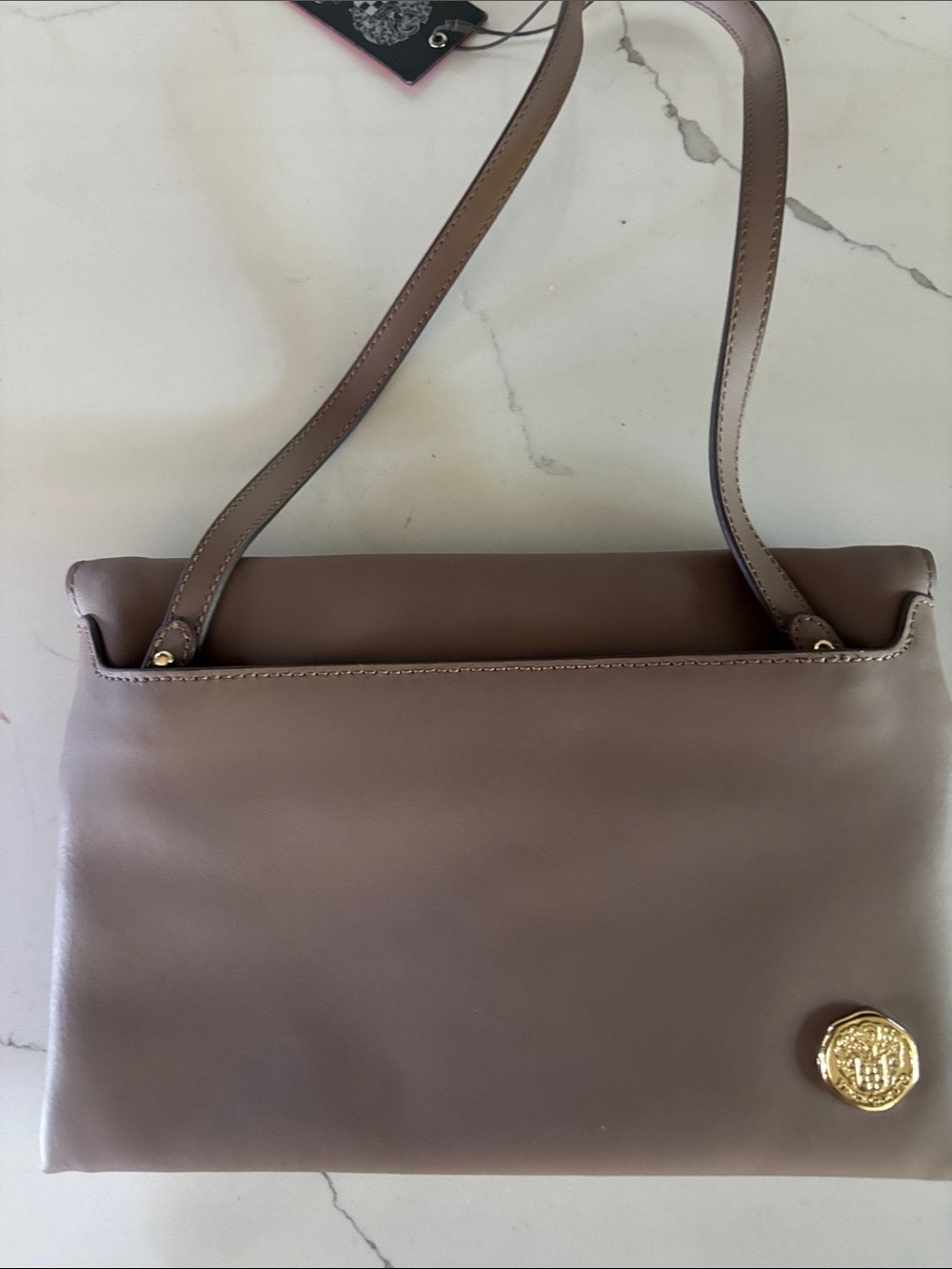 NWT Vince Camuto Taupe/Brown Crossbody Belt-Detail Shoulder Bag/Envelope Clutch - Picture 5 of 9